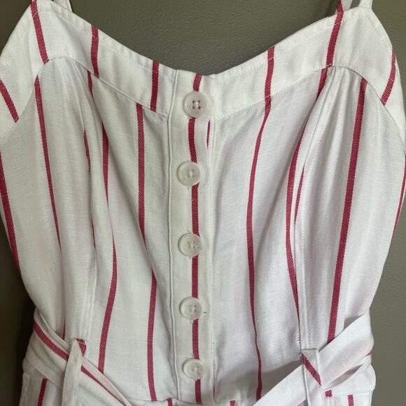 Rails Harper‎ Jumpsuit Size XS White Red Reef Stripe Belted Tie-Waist Lyocell - Picture 5 of 16